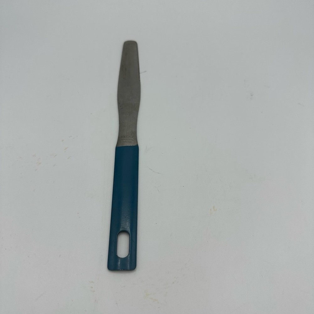 Vintage HOLLAND RELAX Flatware Stainless Mid-Century Modern Blue Handle MCM